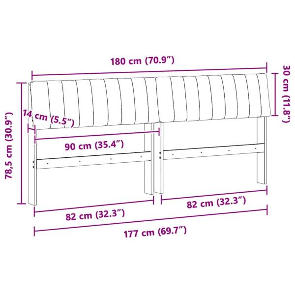 Gepolstertes Kopfteil Taupe 180 cm Massives Kiefernholz
