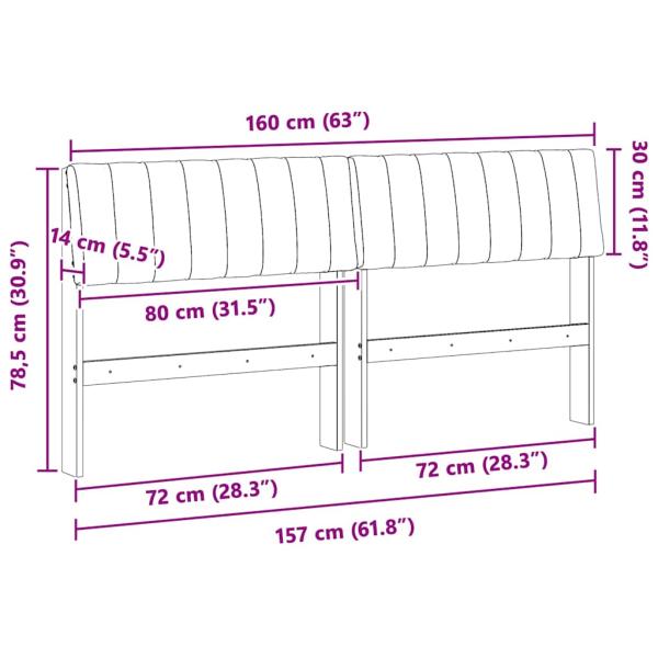 Gepolstertes Kopfteil Schwarz 160 cm Massives Kiefernholz