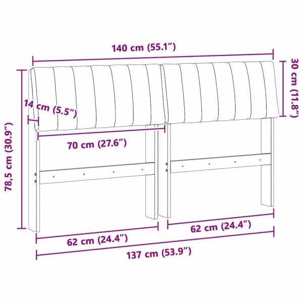 Gepolstertes Kopfteil Taupe 140 cm Massives Kiefernholz