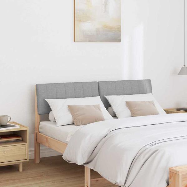 Gepolstertes Kopfteil Hellgrau 135 cm Massives Kiefernholz