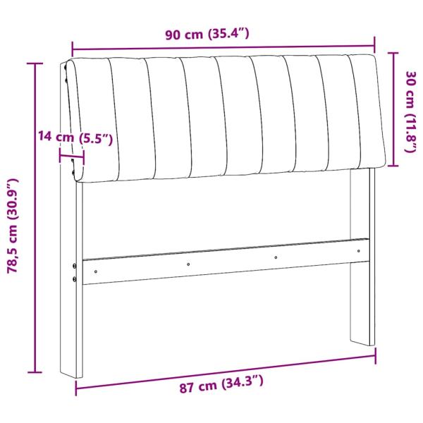 Gepolstertes Kopfteil Schwarz 90 cm Massives Kiefernholz