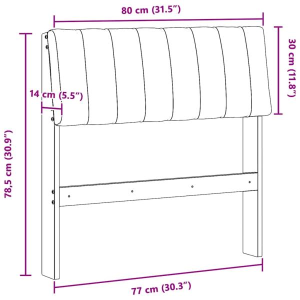 Gepolstertes Kopfteil Dunkelgrau 80 cm Massives Kiefernholz