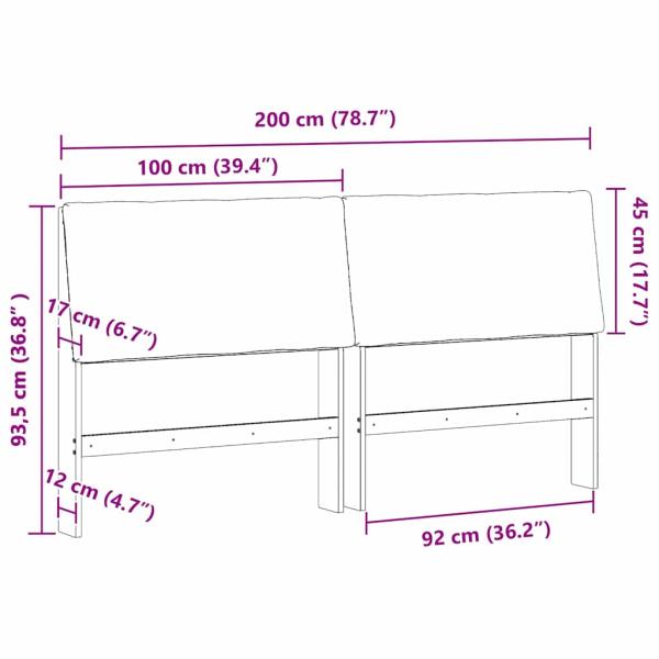 Gepolstertes Kopfteil Taupe 200 cm Massives Kiefernholz