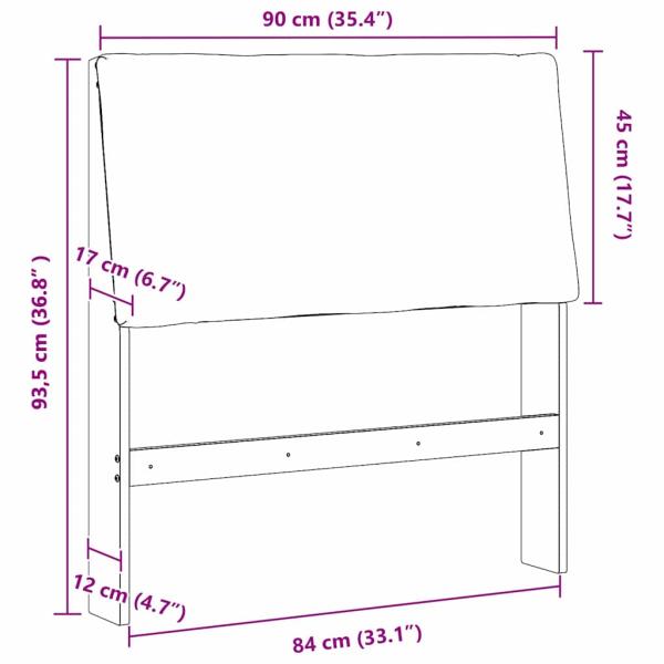 Gepolstertes Kopfteil Taupe 90 cm Massives Kiefernholz