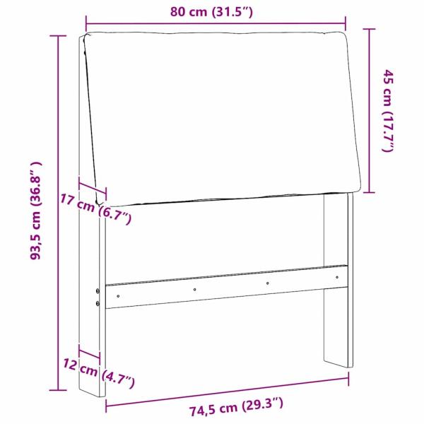 Gepolstertes Kopfteil Dunkelgrau 80 cm Massives Kiefernholz
