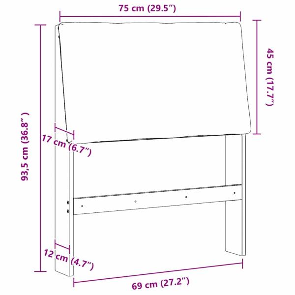 Gepolstertes Kopfteil Schwarz 75 cm Massives Kiefernholz