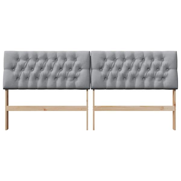 Gepolstertes Kopfteil Hellgrau 200 cm Massives Kiefernholz