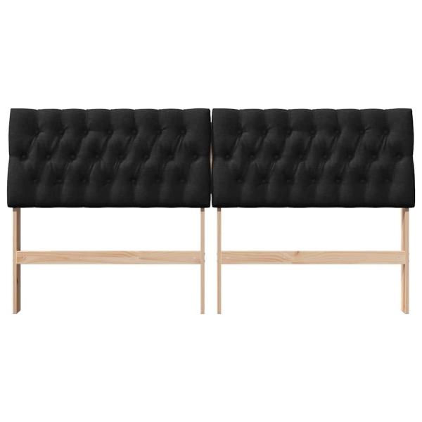 Gepolstertes Kopfteil Schwarz 180 cm Massives Kiefernholz
