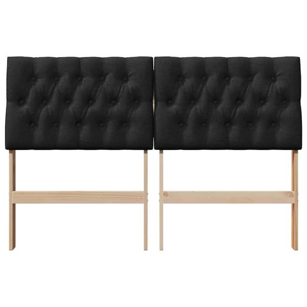 Gepolstertes Kopfteil Schwarz 150 cm Massives Kiefernholz