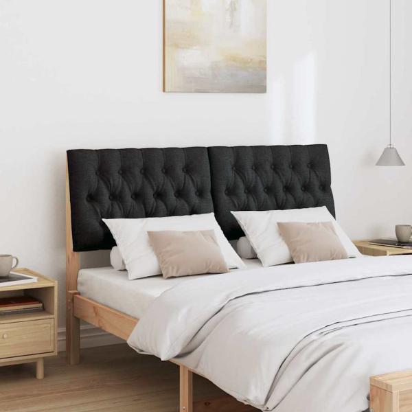 Gepolstertes Kopfteil Schwarz 140 cm Massives Kiefernholz