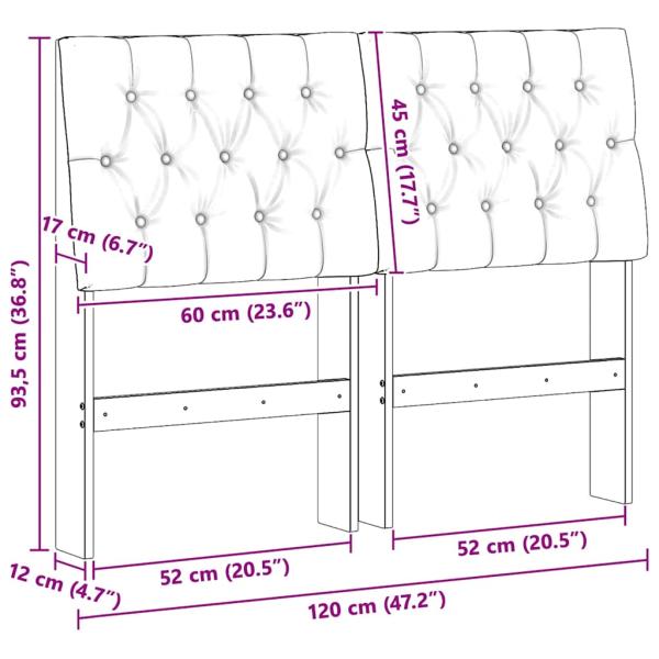 Gepolstertes Kopfteil Dunkelgrau 120 cm Massives Kiefernholz