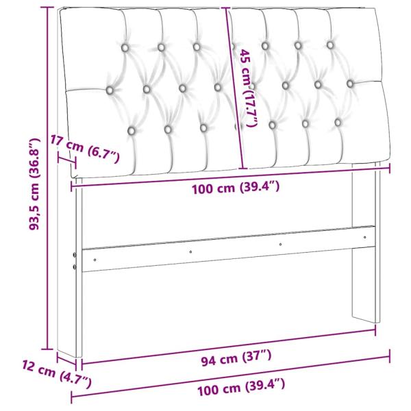 Gepolstertes Kopfteil Hellgrau 100 cm Massives Kiefernholz