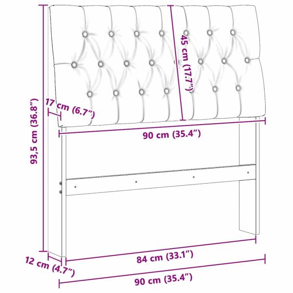 Gepolstertes Kopfteil Dunkelgrau 90 cm Massives Kiefernholz