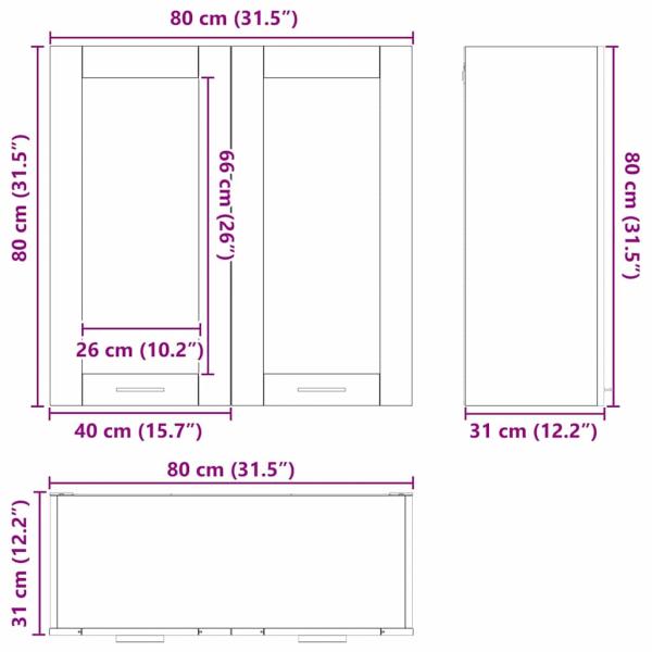 Hängeschrank Riga Beton Grau 80 x 31 x 80 cm Holzwerkstoff