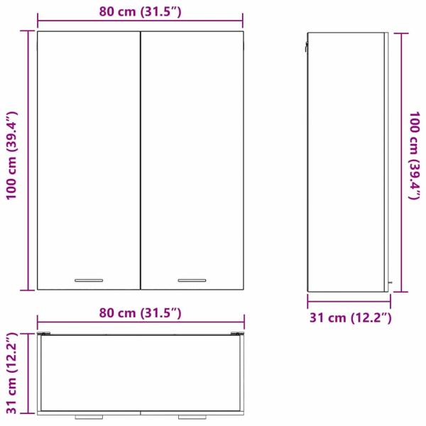 Hängeschrank Riga Graues Sonoma 80 x 31 x 100 cm Holzwerkstoff
