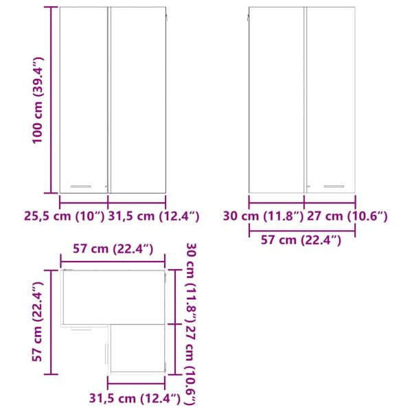 Hängeschrank Riga Sonoma-Eiche und Weiß 57 x 57 x 100 cm