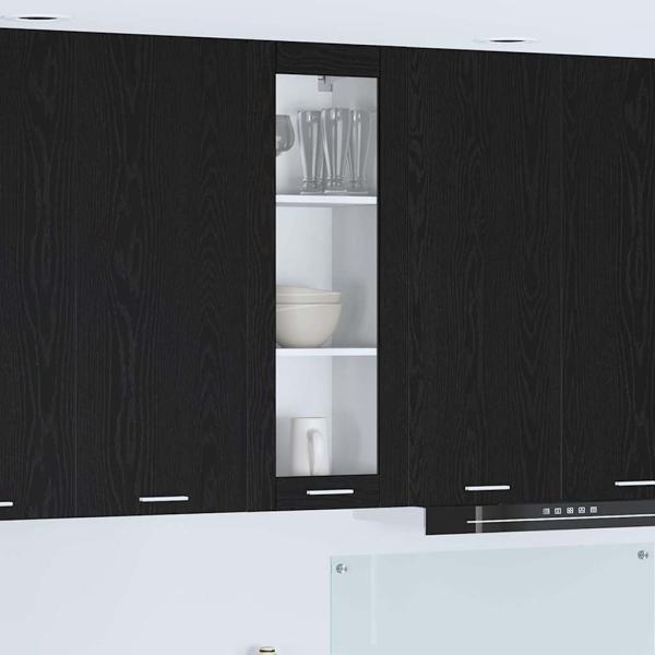 ARDEBO.de - Hängeschrank mit Tür Riga Schwarz Eichen-Optik 40 x 31 x 100 cm