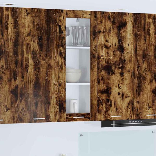 ARDEBO.de - Hängeschrank mit Regal Riga Geräucherte Eiche 40 x 31 x 100 cm