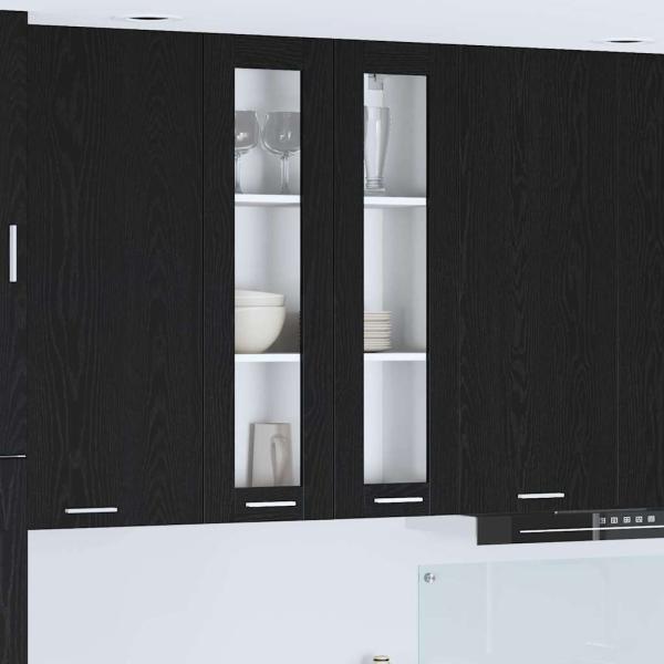 ARDEBO.de - Hängeschrank mit Tür Riga Schwarz Eichen-Optik 60 x 31 x 100 cm