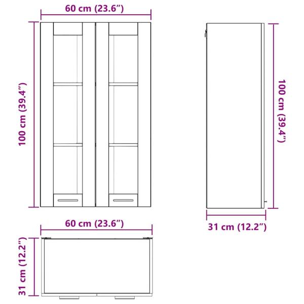 Hängeschrank Riga Artisan-Eiche 60 x 31 x 100 cm Holzwerkstoff