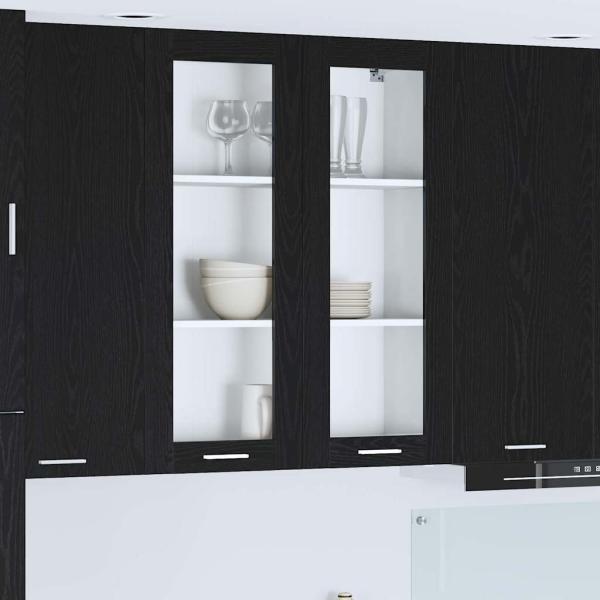 ARDEBO.de - Hängeschrank mit Tür Riga Schwarz Eichen-Optik 80 x 31 x 100 cm