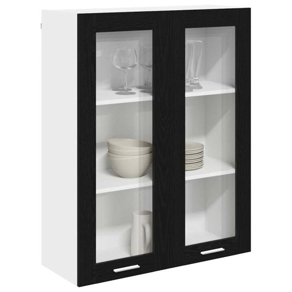 Hängeschrank mit Tür Riga Schwarz Eichen-Optik 80 x 31 x 100 cm