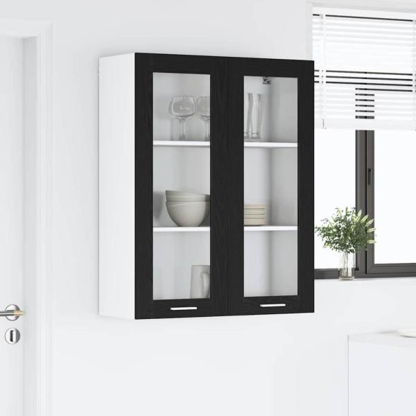 Hängeschrank mit Tür Riga Schwarz Eichen-Optik 80 x 31 x 100 cm