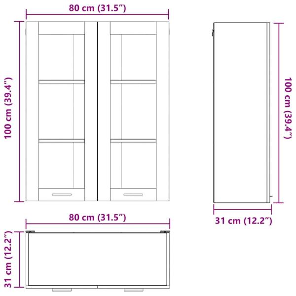 Hängeschrank Riga Beton Grau 80 x 31 x 100 cm Holzwerkstoff