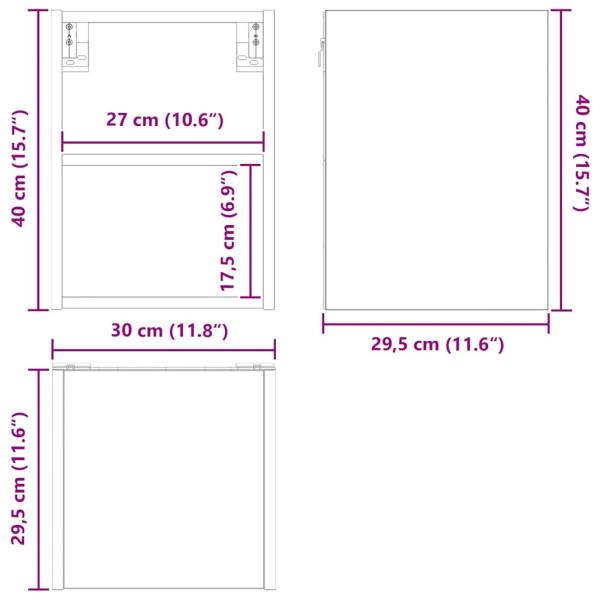 Hängeschrank Riga Schwarz Eichen-Optik 30 x 29,5 x 40 cm