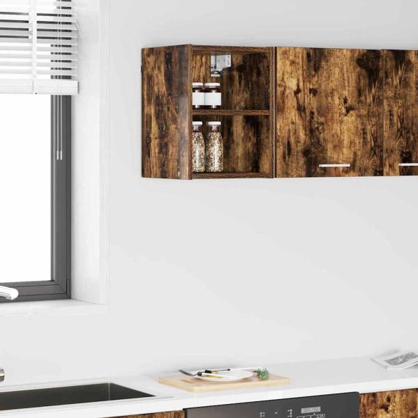 ARDEBO.de - Hängeschrank mit Regal Riga Geräucherte Eiche 30 x 29,5 x 40 cm