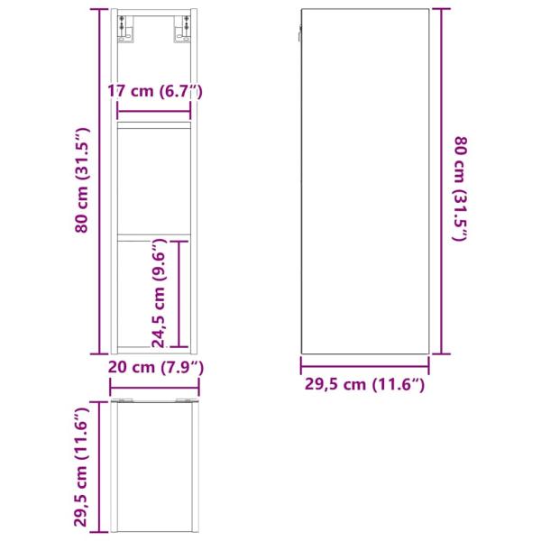 Hängeschrank Riga Artisan-Eiche 20 x 29,5 x 80 cm Holzwerkstoff