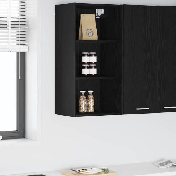 ARDEBO.de - Hängeschrank Riga Schwarz Eichen-Optik 40 x 29,5 x 80 cm