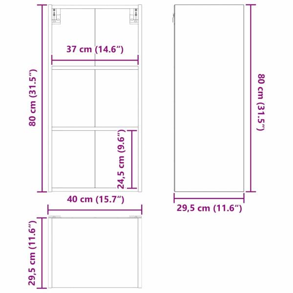 Hängeschrank Riga Beton Grau 40 x 29,5 x 80 cm Holzwerkstoff