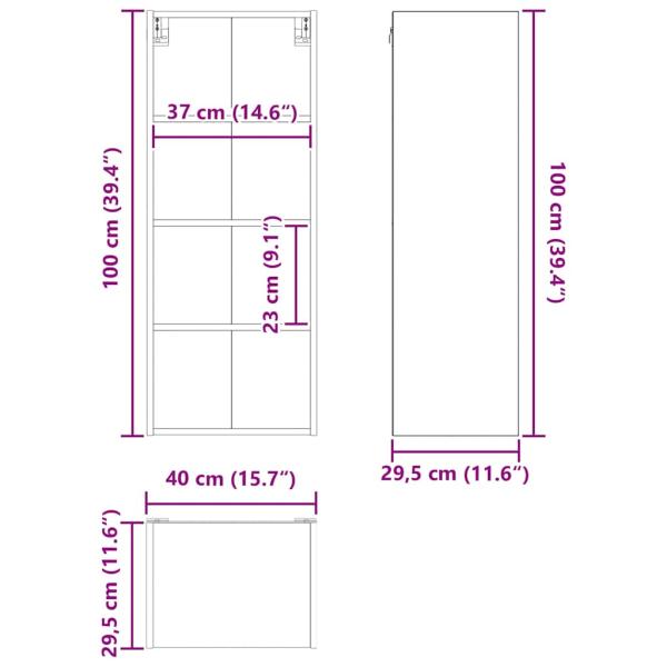 Hängeschrank mit Regal Riga Artisan-Eiche 40 x 29,5 x 100 cm
