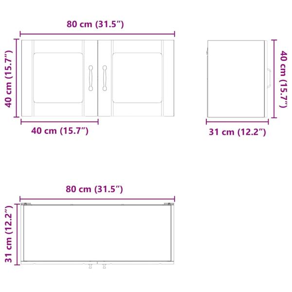 Küchenhängeschrank mit Regal Braun Eichen-Optik 80 x 31 x 40 cm