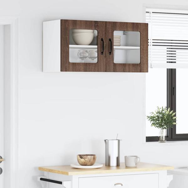Küchenhängeschrank mit Regal Braun Eichen-Optik 80 x 31 x 40 cm