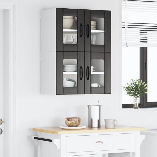 Wandglas-Schrank LUCCA 2 stk. Schwarz Holzwerkstoff