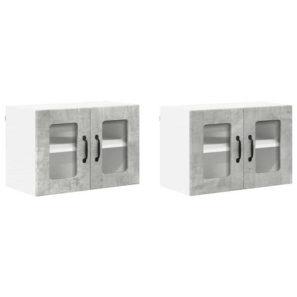 Küchenhängeschrank mit Regal 2 pcs Beton Grau 60 x 31 x 40 cm