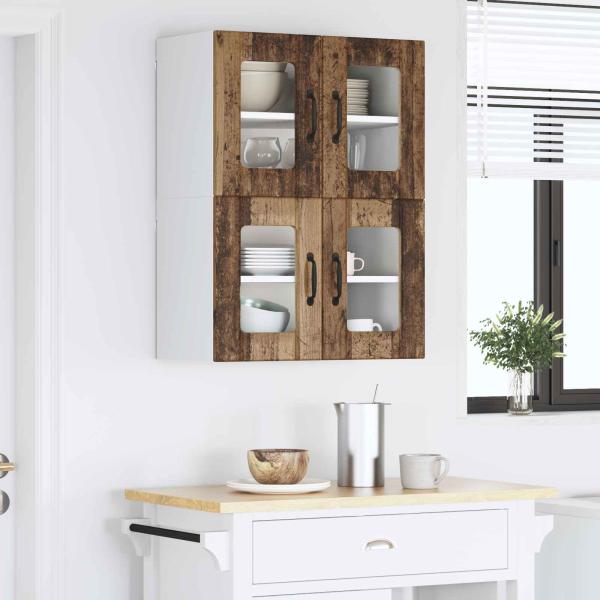 Wandglas-Schrank LUCCA 2 stk. Altholz Holzwerkstoff
