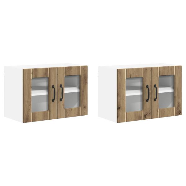 Küchenhängeschrank mit Tür 2 pcs Artisan-Eiche 60 x 31 x 40 cm