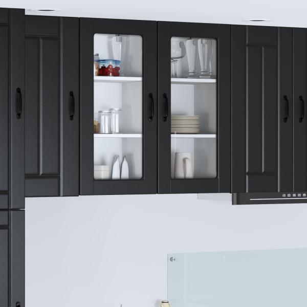 ARDEBO.de - Wandglas-Schrank LUCCA Schwarz 40 x 31 x 80 cm Holzwerkstoff