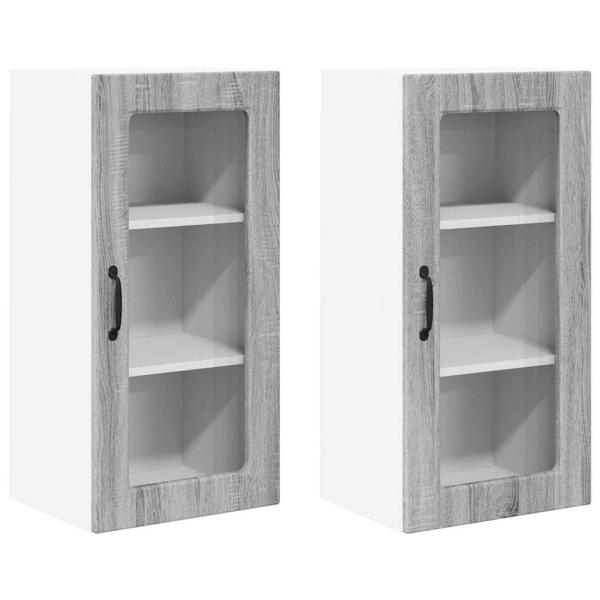 Küchenhängeschrank mit Tür 2 pcs Graues Sonoma 40 x 31 x 80 cm