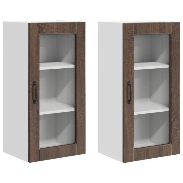 ARDEBO.de - Küchenhängeschrank 2 pcs Braun Eichen-Optik 40 x 31 x 80 cm