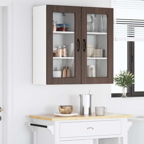 Wandglas-Schrank LUCCA 2 stk. Brauneiche Holzwerkstoff