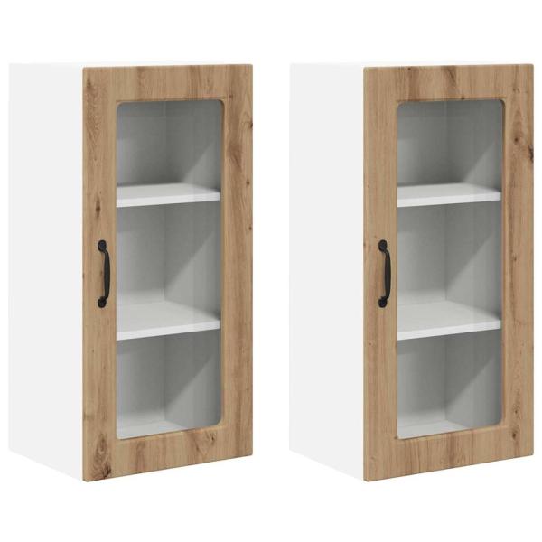 Küchenhängeschrank mit Tür 2 pcs Artisan-Eiche 40 x 31 x 80 cm