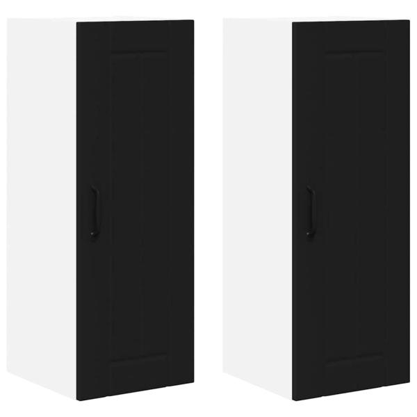 ARDEBO.de - Küchenhängeschrank 2 pcs Schwarz 30 x 31 x 80 cm Holzwerkstoff