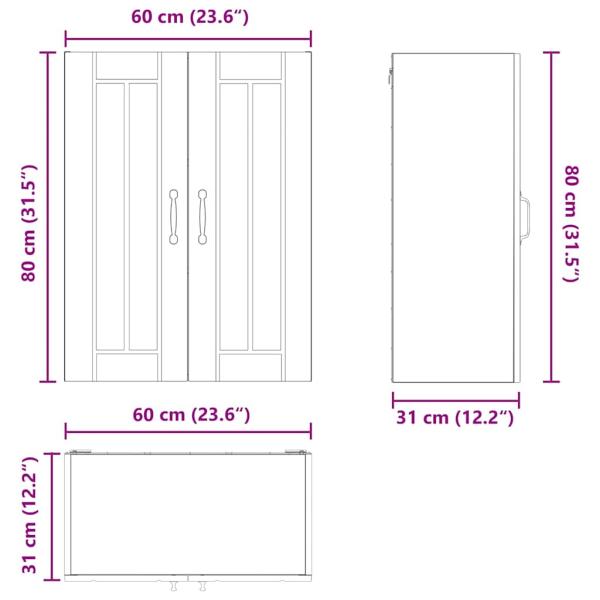 Küchenhängeschrank mit Regal Weiß 60 x 31 x 80 cm Holzwerkstoff