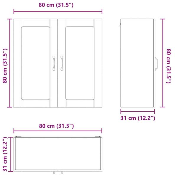 Küchenhängeschrank Hochglanz Weiß 80 x 31 x 80 cm Holzwerkstoff