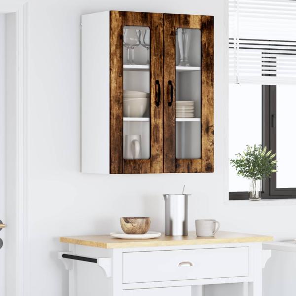 Wandglas-Schrank LUCCA Geräucherte Eiche 60 x 31 x 80 cm