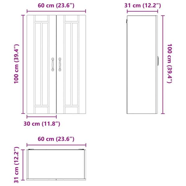 Küchenhängeschrank Graues Sonoma 60 x 31 x 100 cm Holzwerkstoff